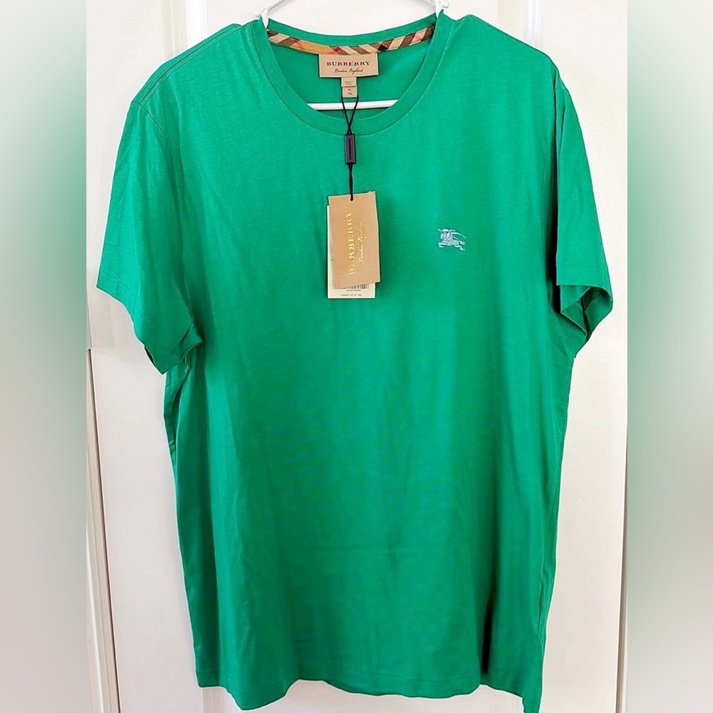 Authentic Burberry Green Short Sleeve Cotton Men T-Shirt XL